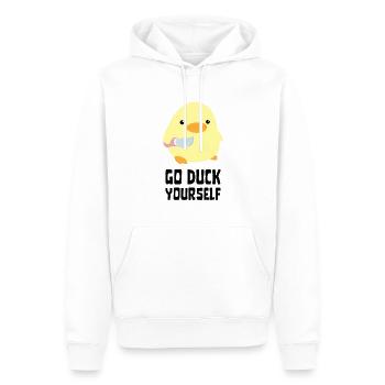 Go Duck Yourself - Canard au couteau Ente mit Messer - Sweat à capuche Premium bio Homme - blanc - Devant - Nico (187cm)