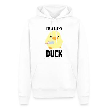 I’m A Lucky Duck - Canard au couteau Ente mit Messer - Sweat à capuche Premium bio Homme - blanc - Devant - Nico (187cm)