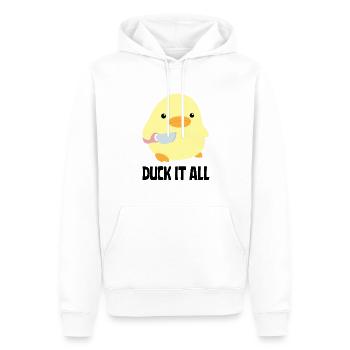 Duck It All - Duck with knife Ente mit Messer - Männer Premium Bio Hoodie - Weiß - Vorne - Nico (187cm)