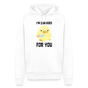 I’m Quackers For You - Drôle de canard avec couteau Meme - Sweat à capuche Premium bio Homme - blanc - Devant - Nico (187cm)