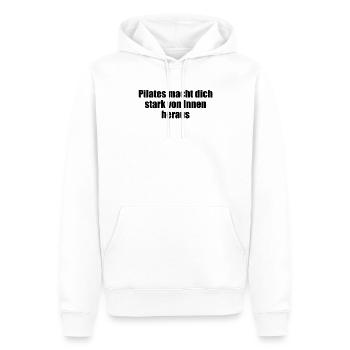 Pilates - Pilates macht dich stark von Innen - Männer Premium Bio Hoodie - Weiß - Vorne - Nico (187cm)