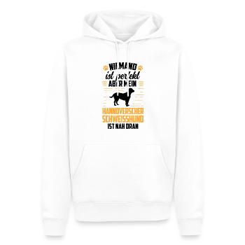 Hannoverscher Schweißhund ist nicht perfekt - Männer Premium Bio Hoodie - Weiß - Vorne - Nico (187cm)
