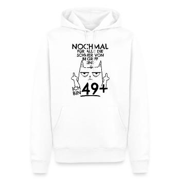 50. Geburtstag Frau 50er 50ter Ich bin 49+ plus - Männer Premium Bio Hoodie - Weiß - Vorne - Nico (187cm)