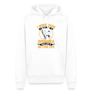 Travail pour Ovcharka Caucasian Shepherd - Sweat à capuche Premium bio Homme - blanc - Devant - Nico (187cm)