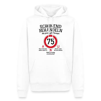 75. Geburtstag Schonend Behandeln 75 Tempolimit 75 - Männer Premium Bio Hoodie - Weiß - Vorne - Nico (187cm)