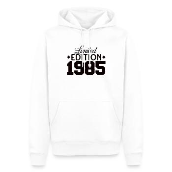 Vintage 1985 Retro Bitrthday Edition Limitée - Sweat à capuche Premium bio Homme - blanc - Devant - Nico (187cm)