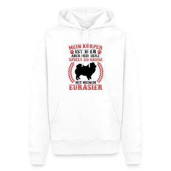 Eurasier spielt Zuhause Spitz Eurasian Dog - Männer Premium Bio Hoodie - Weiß - Vorne - Nico (187cm)
