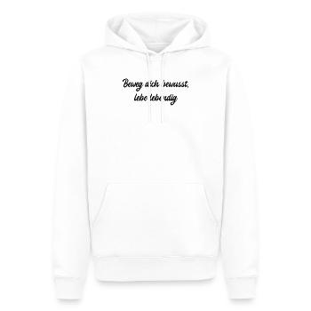 Pilates - Beweg dich bewusst, lebe lebendig - Männer Premium Bio Hoodie - Weiß - Vorne - Nico (187cm)