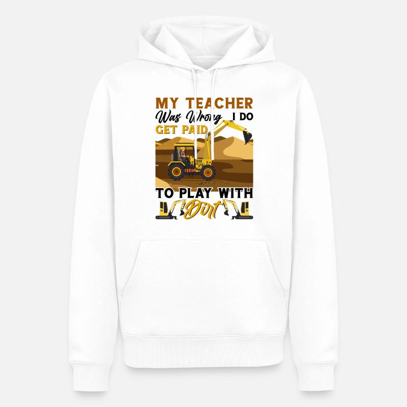 Baggerfahrer Bagger Führerschein Retro Bagger - Männer Premium Bio Hoodie - Weiß
