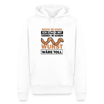 Heute möchte ich etwas mit tieren machen - Männer Premium Bio Hoodie - Weiß - Vorne - Nico (187cm)