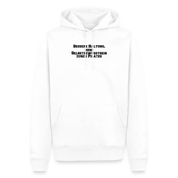 Pilates - Bessere Haltung, mehr Selbstbewusstsein - Männer Premium Bio Hoodie - Weiß - Vorne - Nico (187cm)