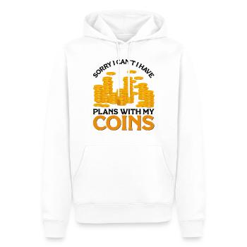 Collectionneur de pièces de monnaie Collectionneur de pièces Numismates - Sweat à capuche Premium bio Homme - blanc - Devant - Nico (187cm)