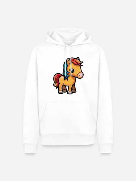 Cute horse for school beginners and kindergarten children - Men’s Premium Organic Hoodie - white
