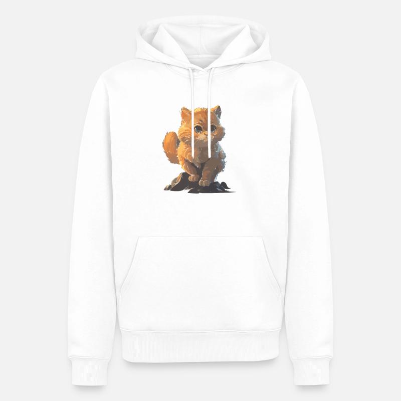 Dessin de chat mignon - Sweat à capuche Premium bio Homme - blanc