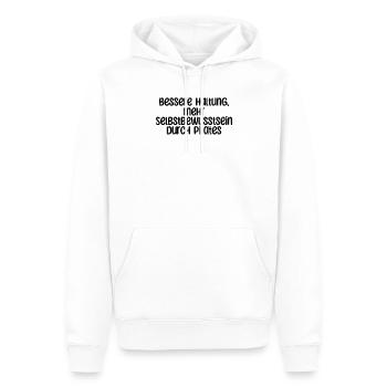 Pilates - Bessere Haltung, mehr Selbstbewusstsein - Männer Premium Bio Hoodie - Weiß - Vorne - Nico (187cm)