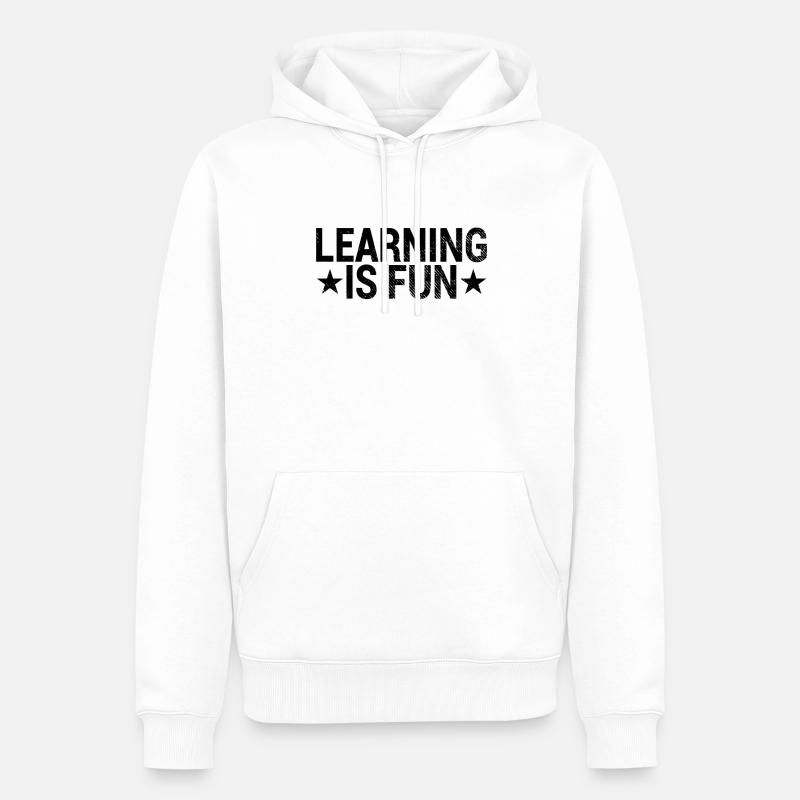 Lernen Spaß Spruch - Männer Premium Bio Hoodie - Weiß