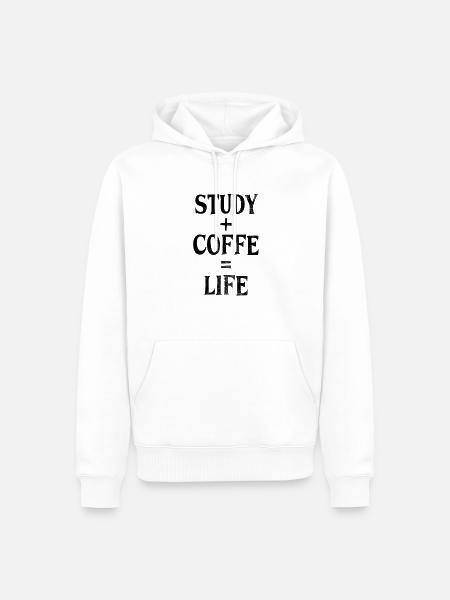Study and coffee - Men’s Premium Organic Hoodie - white