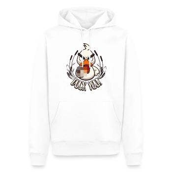 Duck You! Lustige Ente mit Mittelfinger Spruch - Männer Premium Bio Hoodie - Weiß - Vorne - Nico (187cm)
