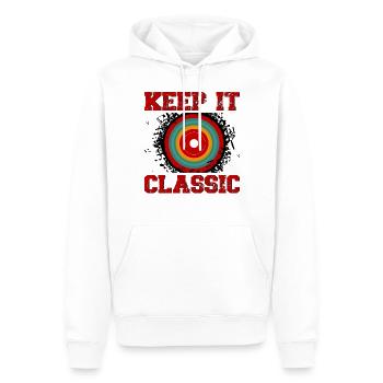 Platine vinyle vinyle rétro collection - Sweat à capuche Premium bio Homme - blanc - Devant - Nico (187cm)