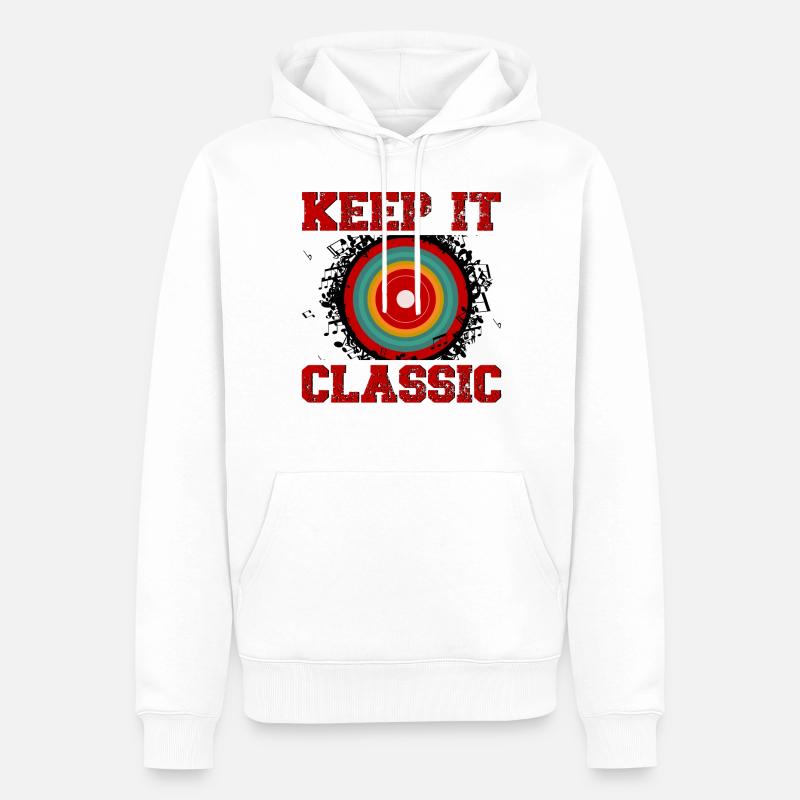 Platine vinyle vinyle rétro collection - Sweat à capuche Premium bio Homme - blanc