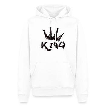 Krone Mit Schriftzug King - Männer Premium Bio Hoodie - Weiß - Vorne - Nico (187cm)