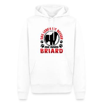 Leben ist besser mit Briard Berger de Brie - Männer Premium Bio Hoodie - Weiß - Vorne - Nico (187cm)