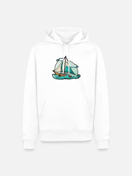 Boot Segelboot Segeln - Männer Premium Bio Hoodie - Weiß