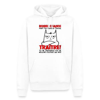 Départ collègue travail nouvel emploi bonne chance - Sweat à capuche Premium bio Homme - blanc - Devant - Nico (187cm)