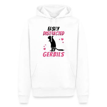 Distrait par un rongeur gerbille - Sweat à capuche Premium bio Homme - blanc - Devant - Nico (187cm)