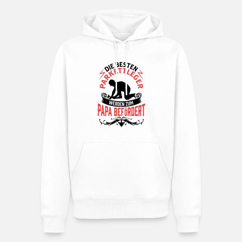 Parkettleger wird zum Papa Fußbodenleger - Männer Premium Bio Hoodie - Weiß