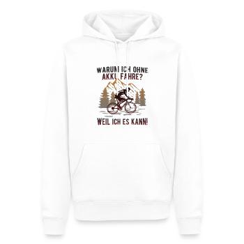 Fahrrad ohne Akku fahren - Echte Biker - Männer Premium Bio Hoodie - Weiß - Vorne - Nico (187cm)