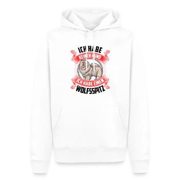 Ich habe einen Wolfsspitz Deutscher Keeshond - Männer Premium Bio Hoodie - Weiß - Vorne - Nico (187cm)