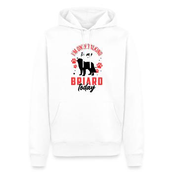 Rede nur mit meinem Briard Berger de Brie - Männer Premium Bio Hoodie - Weiß - Vorne - Nico (187cm)