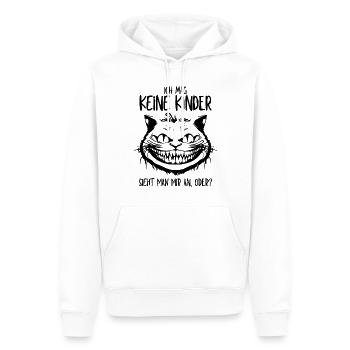 Ich mag keine Kinder - Grinsekatze Lustiger Spruch - Männer Premium Bio Hoodie - Weiß - Vorne - Nico (187cm)