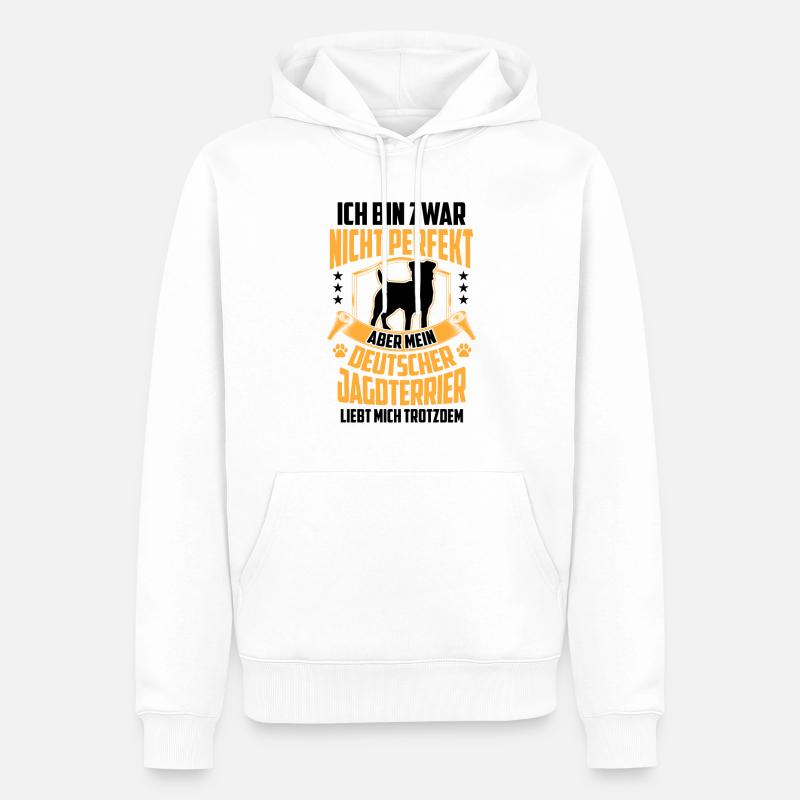 Deutscher Jagdterrier ist nicht perfekt - Männer Premium Bio Hoodie - Weiß