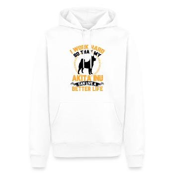 Akita Inu work hard Japanese Akita Inu - Men’s Premium Organic Hoodie - white - Front - Nico (187cm)
