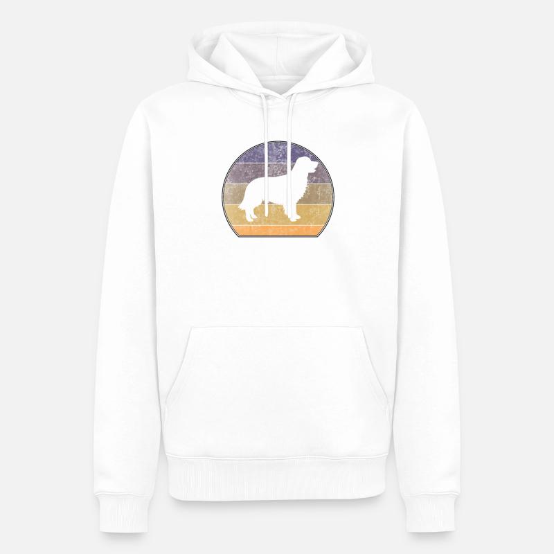 Rétro Golden Retriever Sunset - Sweat à capuche Premium bio Homme - blanc