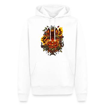 Cat from creepy Halloween pumpkin with ghosts - Men’s Premium Organic Hoodie - white - Front - Nico (187cm)