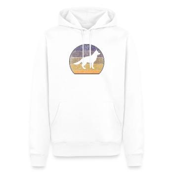 Retro German Shepherd Sunset - Men’s Premium Organic Hoodie - white - Front - Nico (187cm)