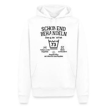 73. Geburtstag Schonend Behandeln 73 Teil Ist 73 - Männer Premium Bio Hoodie - Weiß - Vorne - Nico (187cm)