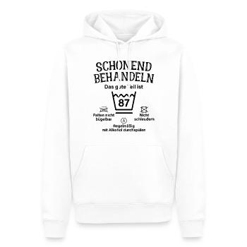 87. Geburtstag Schonend Behandeln 87 Teil Ist 87 - Männer Premium Bio Hoodie - Weiß - Vorne - Nico (187cm)