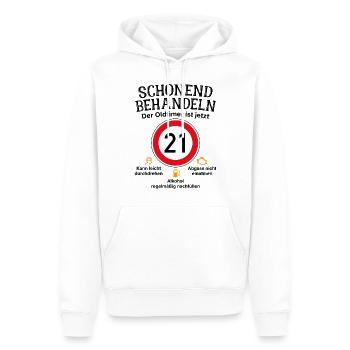 21. Geburtstag Schonend Behandeln Oldtimer Ist 21 - Männer Premium Bio Hoodie - Weiß - Vorne - Nico (187cm)