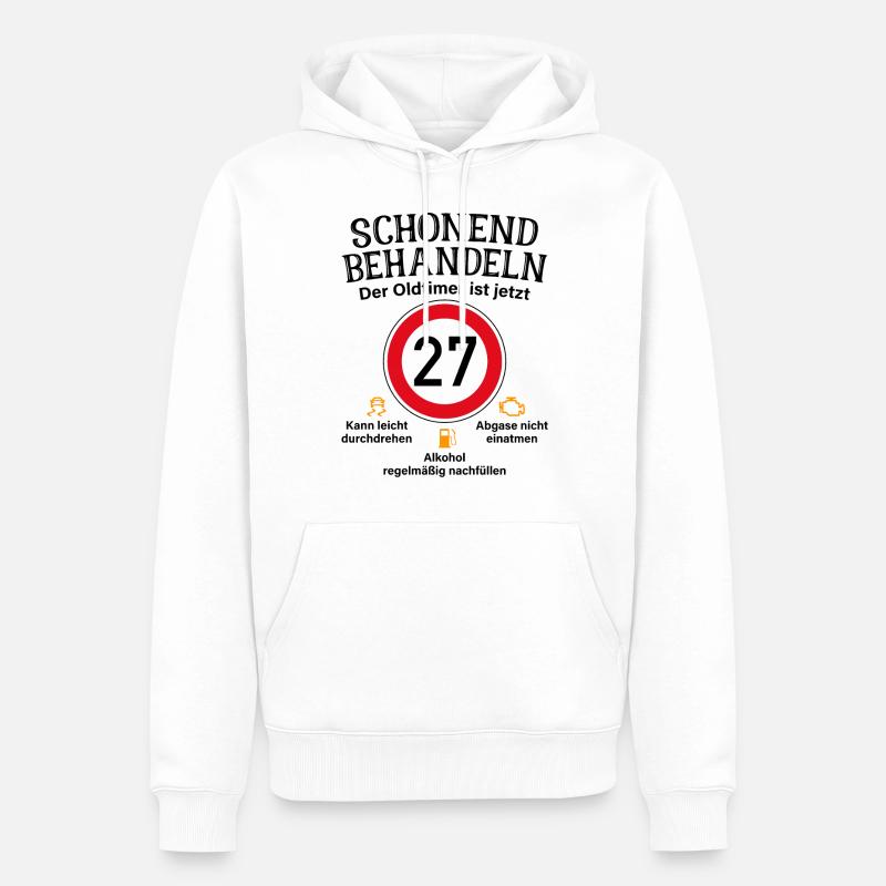 27. Geburtstag Schonend Behandeln Oldtimer Ist 27 - Männer Premium Bio Hoodie - Weiß