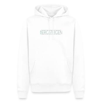 Bergsteigen Schriftzug - Männer Premium Bio Hoodie - Weiß - Vorne - Nico (187cm)