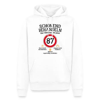 87. Geburtstag Schonend Behandeln Oldtimer Ist 87 - Männer Premium Bio Hoodie - Weiß - Vorne - Nico (187cm)