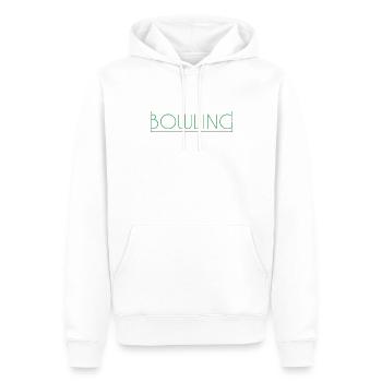 Bowling Schriftzug - Männer Premium Bio Hoodie - Weiß - Vorne - Nico (187cm)