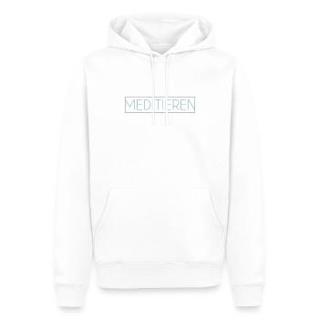 Meditation Schriftzug - Männer Premium Bio Hoodie - Weiß - Vorne - Nico (187cm)