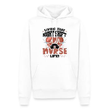 Living that Night Shift Nurse life - Männer Premium Bio Hoodie - Weiß - Vorne - Nico (187cm)