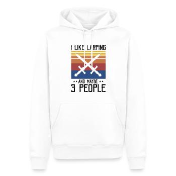 Larping Quote for Roleplaying and Larper - Men’s Premium Organic Hoodie - white - Front - Nico (187cm)