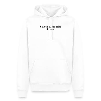 Feuerwehr - Ein Team. Ein Ziel: Retten - Männer Premium Bio Hoodie - Weiß - Vorne - Nico (187cm)